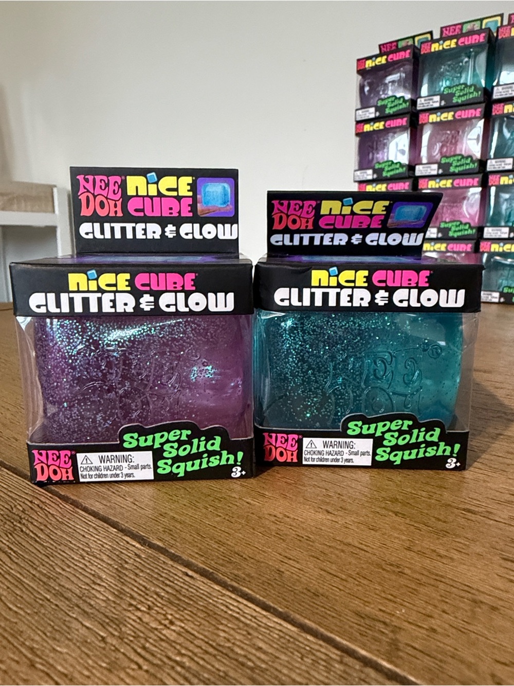 NeeDoh Nice Cube Glitter & Glow - Purple and Teal Combo - Ships Fast!